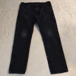 Wrangler 36x33 Black Straight Fit Jeans Denim Pants Regular Loose Relaxed Faded